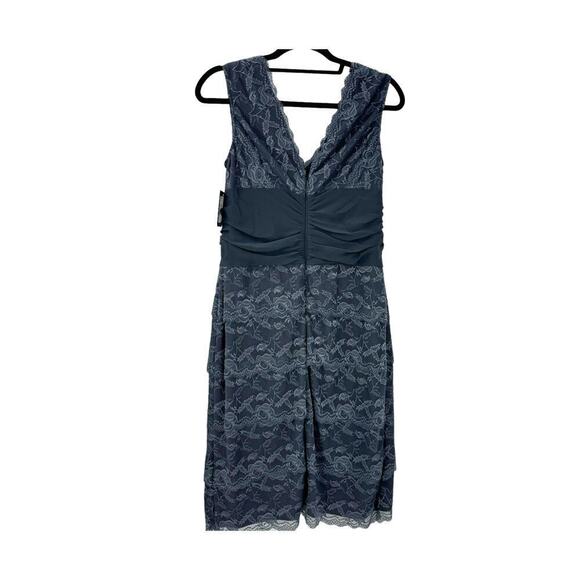 Marina Sheath Multi Tiered Lace Dress Sleeveless Gray Size 10 NWT - Picture 6 of 12